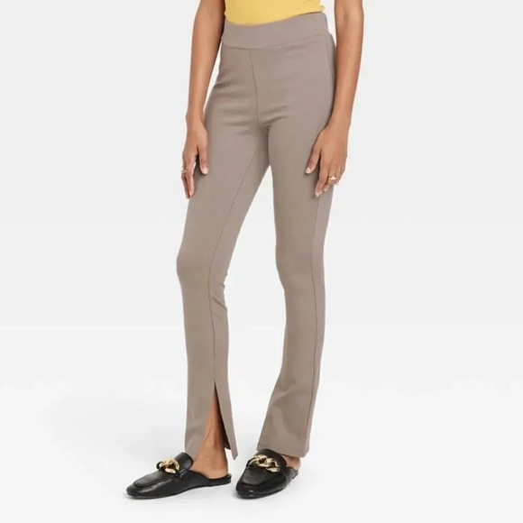 A New Day high rise elastic band slit hem bottom khaki. Size Large - Picture 1 of 4